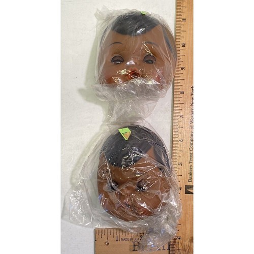 2 Vintage Doll Making Parts Dark Skin Baby Face and Hands Bottle Craft Supplies - Picture 2 of 4
