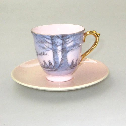 Australian China Painted Coffee Cup & Saucer Signed Bruce