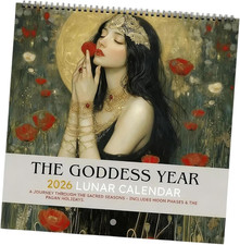 Goddess Year Calendar 2026, 12-Month Lunar Calendar with Pagan Holidays,