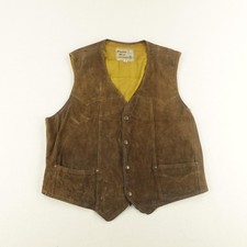 Vintage Pioneer Wear Vest Mens 40 Brown Suede Western Cowboy Leather Waistcoat 