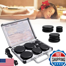 Primachen Hot Stones Massage Warmer Kit - 9 Pc Basalt Set, Portable, No Water
