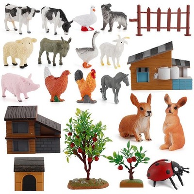 21Pcs Farm Animals Set Cake Topper TOY Set, Farm Figuren Spielset, Winzige Farm