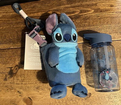 Stitch Trinkflasche mit Plüschtasche / Tragetasche Disney Parks Lilo & Neu