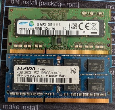 2x 4GB DDR3 / DDR3L SO-DIMM Laptop RAM Samsung + Elpida   8GB gesamt  ungetestet