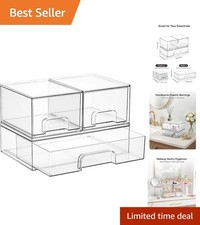 Clear Acrylic Organizer Bins - Set of 5 Stackable Drawers for Smart Storage