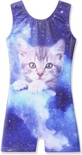 BAOHULU Gymnastics Leotards for Girls Kids Sparkle Tank 8-9 Years, Navy Cat
