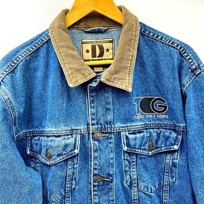 VINTAGE DUNBROOKE TURBO 2-N-1 GRIPS GRIP IT AND RIP IT MENS DENIM JACKET MEDIUM