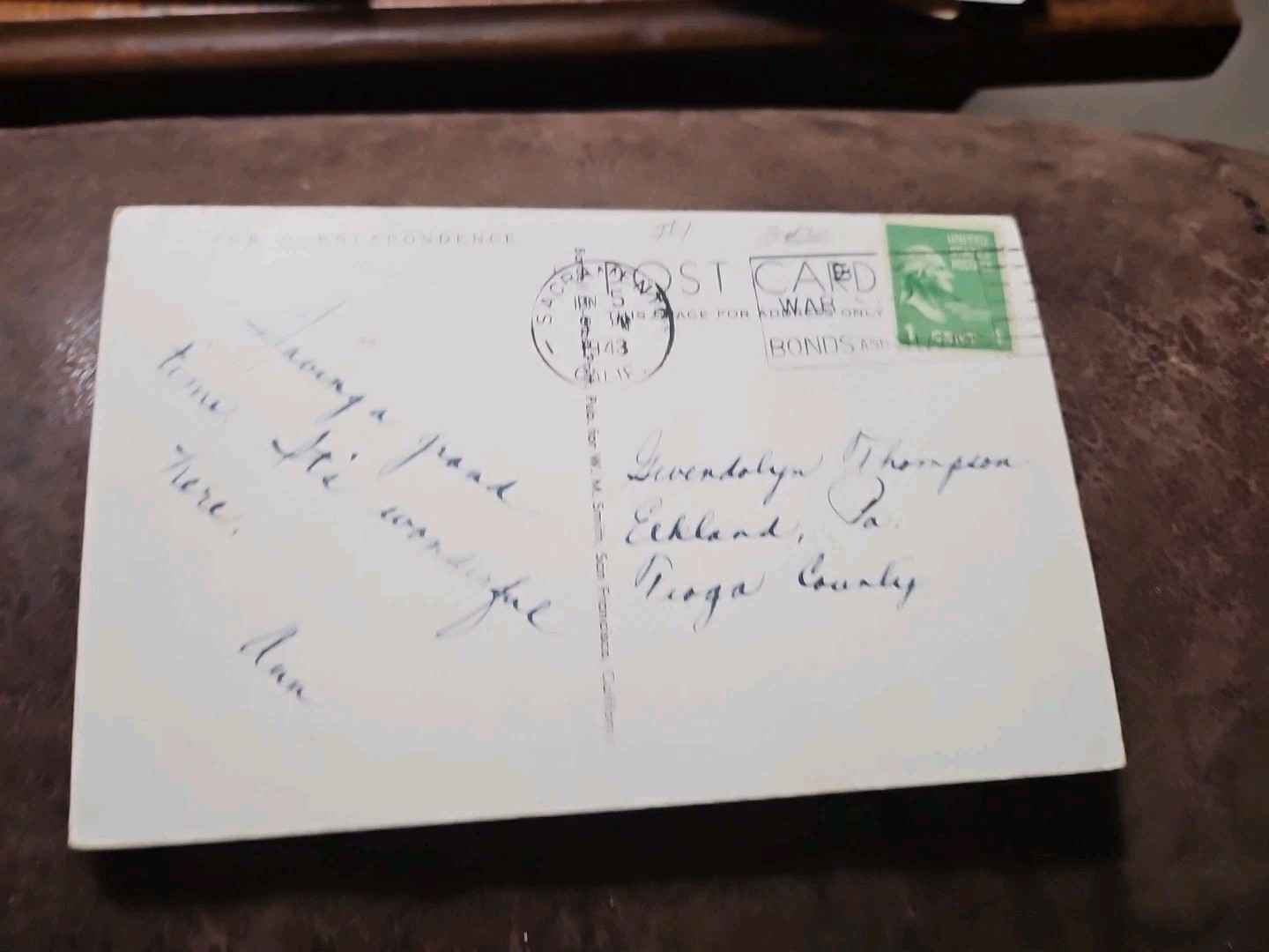  Interior View Of Sutters Fort, Sacramento California Black &White Postcard 1172