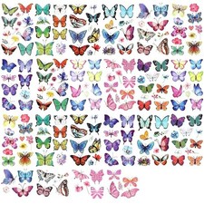 100pcs Temporary Butterfly Tattoos, Colorful Small Butterfly Flowers Tattoo Stic