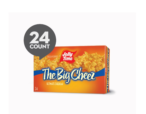 JOLLY TIME The Big Cheez Gourmet Cheddar Cheese Microwave Popcorn 24 Bags, 3.5 o