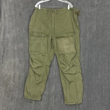 VTG 70s Army Cargo Pants Mens Large Green Chemical Trousers Military Lined USA