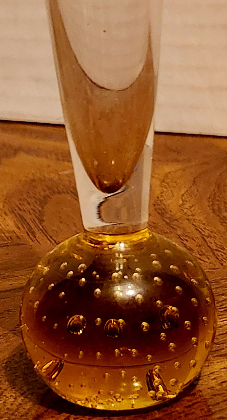 Vintage Mid-Century Scandinavian Orange and Clear Glass Bud Vase