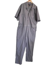Dickies Coveralls Men  s 2XLR Grey Short Sleeve Pockets Zipper Snap Utility
