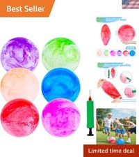 6PCS Playground Balls, 8.5 Inche Inflatable Bouncy Balls with Pump, Kickball ...