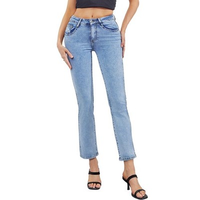 Stretch Jeans Damen Push Up Jeans Skinny Slim Fit, hellblau, XL