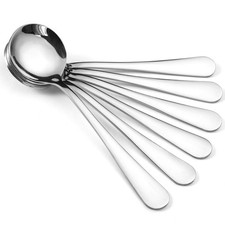 Hiware 12-Piece Round Stainless Steel Bouillon Spoons