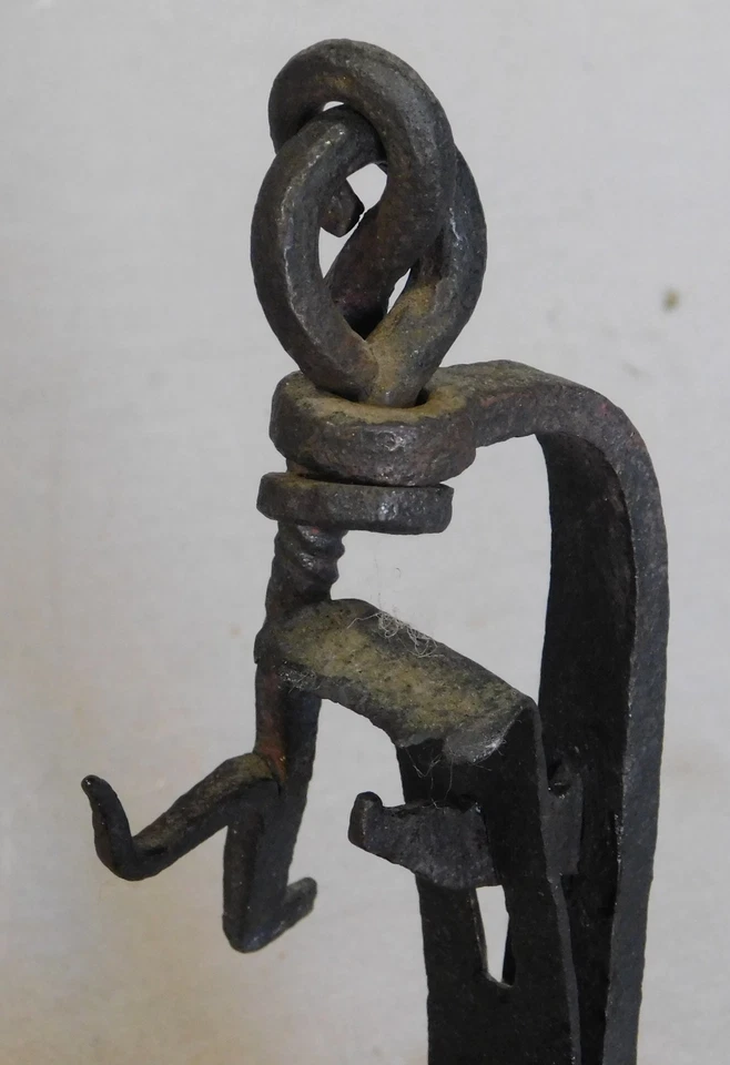 Antigua lámpara doble betty hierro forjado siglo XVIII crusie ballena aceite sebo Foto 4 de 4