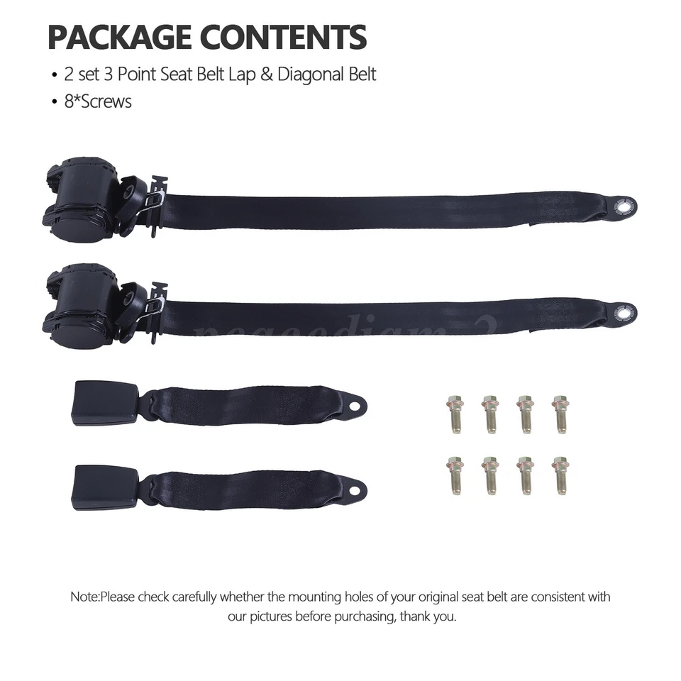Adjustable 3 Point Seat Belts, Universal Car Retractable Seat Belt Lap Shoulder Foto 3 de 4