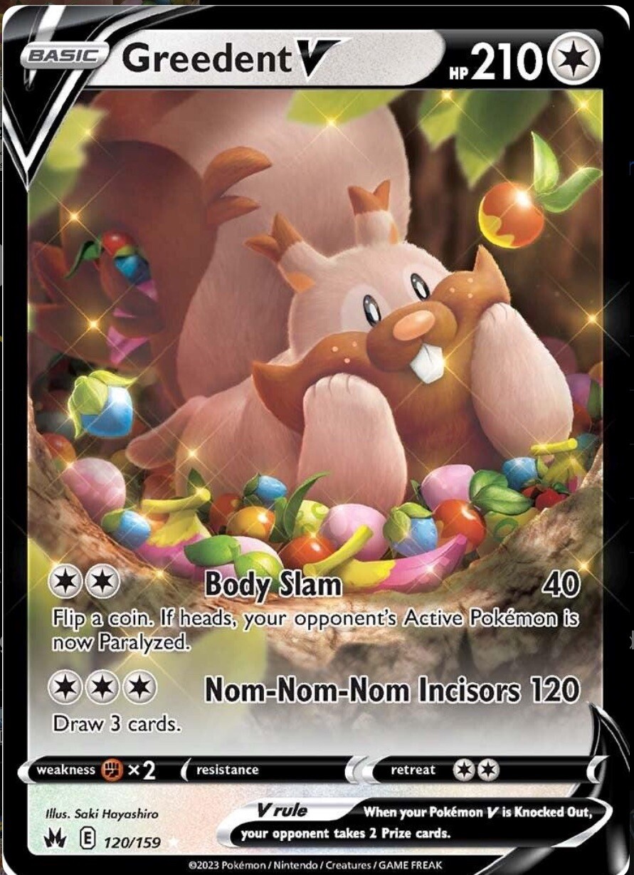 Greedent V 120/159, Crown Zenith, Pokemon, NM/M