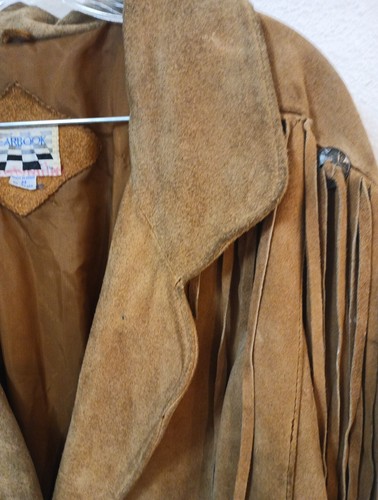 Chaqueta De Colección Gamuza Con Flecos Cuero Talla 8 Tono Plateado Conchos Distressed Grunge - Imagen 7 de 15