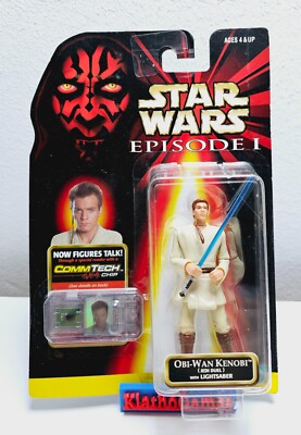 Star Wars Hasbro EPISODE I Obi-Wan Kenobi mit COMTECH CHIP OVP   D819