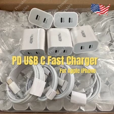 40W PD USB C Fast Charger Cube Type C Cable For iPhone 16 15 14 13 12 11 Pro Lot