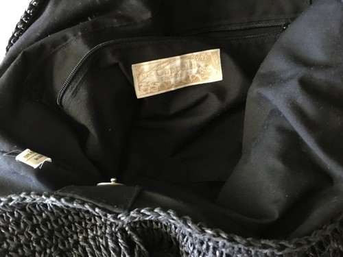 cappelli purses straw drawstring bag with huge beads on strap Black - Picture 6 of 6