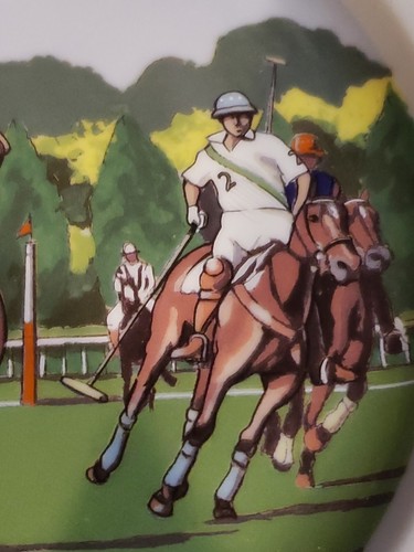 Phillipe Deshoulieres Porcelain Limoges France Polo Ponies Sports Plate 8 1/2" - Picture 8 of 9