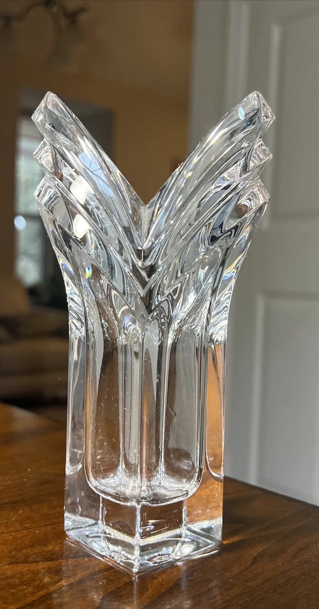 Vintage Mikasa Crystal Deco V Shaped Flower Vase | eBay