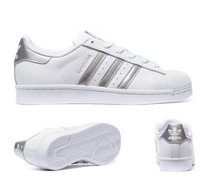 adidas superstar white metallic silver
