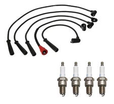 Denso Wire Set 7mm & 4 Double Platinum Spark Plugs 0.044 Kit For Mazda 2.2 L4