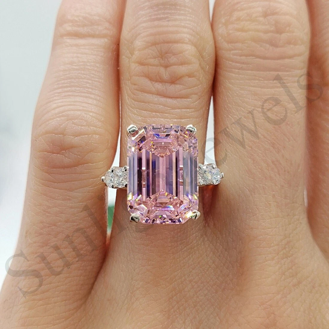 RARE 5.60 Ct Certified Emerald Cut Pink Diamond Solitaire Ring