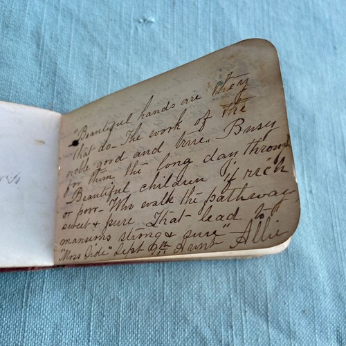 Antikes Autogrammbuch Erinnerung an die Kindheit 1878 persönliche Notizen Geschichte Vintage - Bild 16 von 24