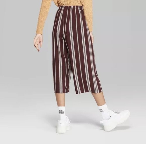 Striped Wide Leg Crop Palazzo Pants 