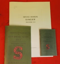Singer Featherweight 221 Sewing Machine Dealer Adjusters Repair Manuals Set of 3