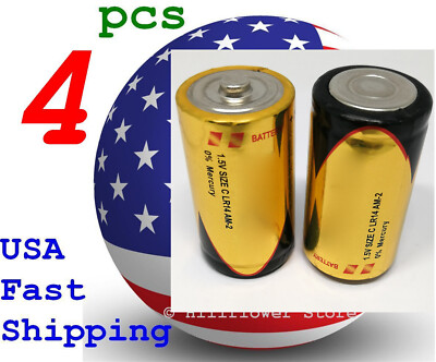 4 pcs Size C TT LR14 MN1400 EN93 0%Hg Heavy Duty Bulk 1.5V Alkaline Battery