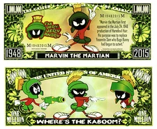 Marvin the Martian Million Dollar Bill Play Funny Money Novelty + FREE SLEEVE 