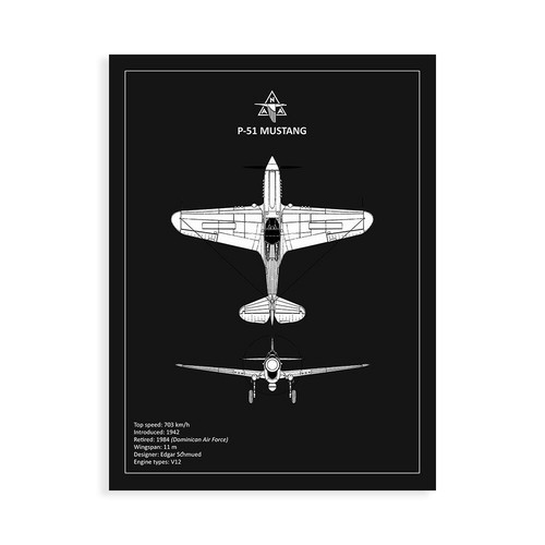 Stampa su Tela su Carta Poster o Quadro Rogan Mark BP P-51 Mustang Black - Imagen 1 de 2