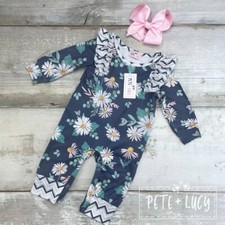 Pete  Lucy Long Sleeve Romper size 9/12 months NWT "Daisy Does It"