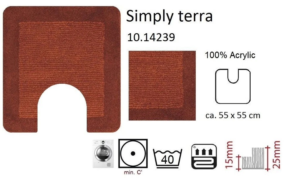 Simply Terra (Terra di Siena) WC-Vorleger WC-Matte mit Ausschnitt 55x55cm.  - Bild 3 von 4