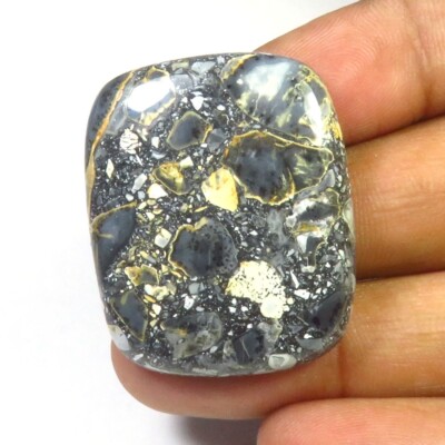 Maligano Jasper Baguette Edelstein 34x28x5mm Schwarz 60Cts MG-197