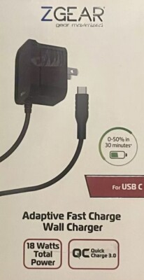 ZGear - USB C Adaptive Fast Charger Wall Charger - 18 Watts Total Power