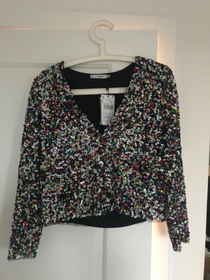 mango rainbow sequin dress