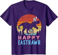 Kids Happy Eastrawr Trex Easter Dinosaur Toddler Youth Unisex T-shirt