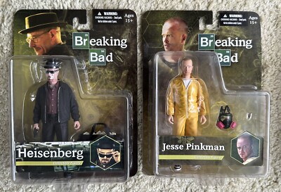 Breaking Bad Heisenberg & Jesse Pinkman Yellow Hazmat Suit 6'' Figure Mezco NEW!