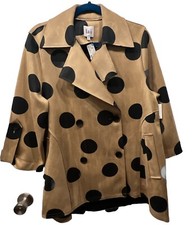 Luii Faux Leather Brown And Black Polka Jacket/coat Size L