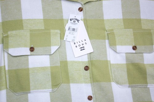 BILLABONG So Stoked Hemd Gr.M Bluse Karo Kariert Hellgrün Weiß Shirt Flanell 38 - Bild 17 von 18