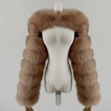 Luxury Faux Fox Fur Wrap Shawl Coat Winter Warm Long Sleeve Furry Outwear