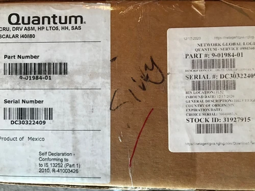 Quantum HP LTO5 HH SAS W/tray Scalar i40/i80 AQ283C#900 9-01984-01 1-03563-01