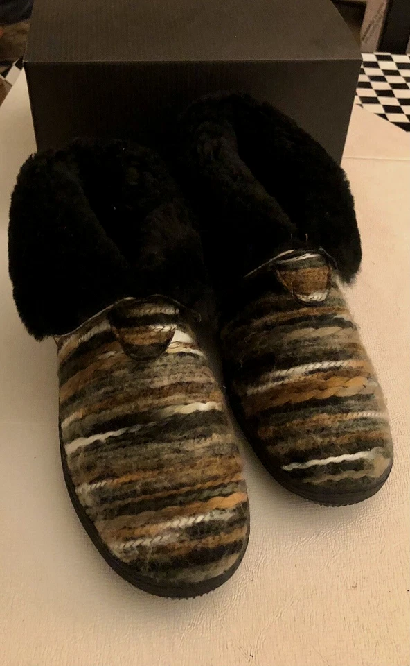 LAMO новый без ЯРЛЫКОВ JUAREZ Western текстильной пряжи стриженный мех сложить над ботинок тапочки размер 7 - Изображение 4 из 4